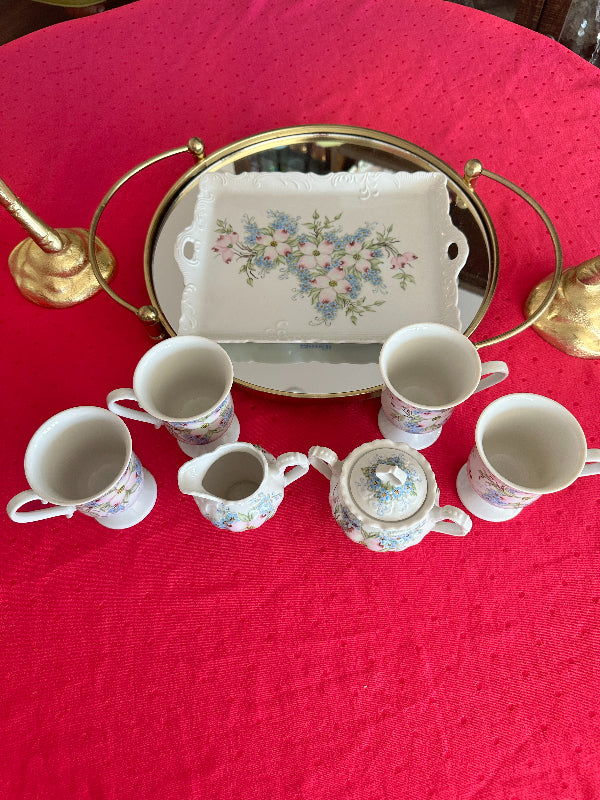 Vintage Tea Set, Hand Painted, Dogwood flowers, 8 Piece Set The House