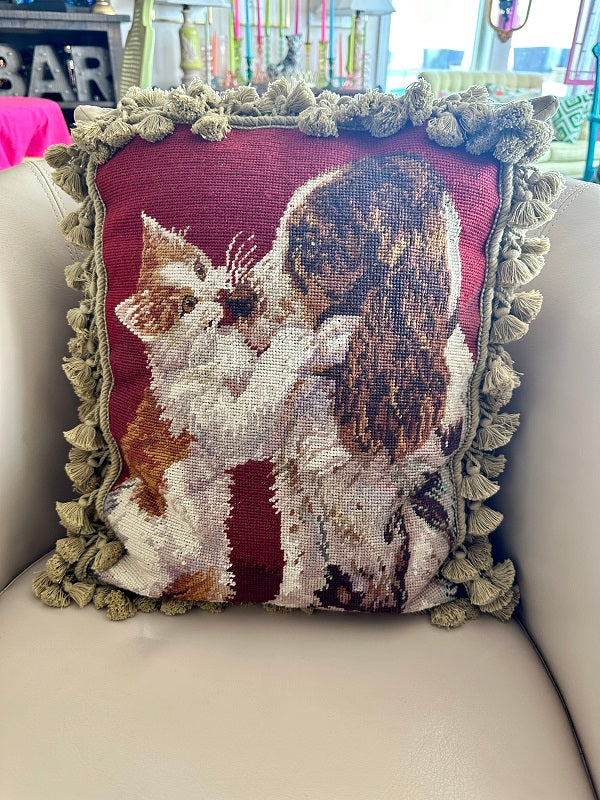 Vintage Needlepoint Pillows - The Curious Cowgirl - Vintage Shop