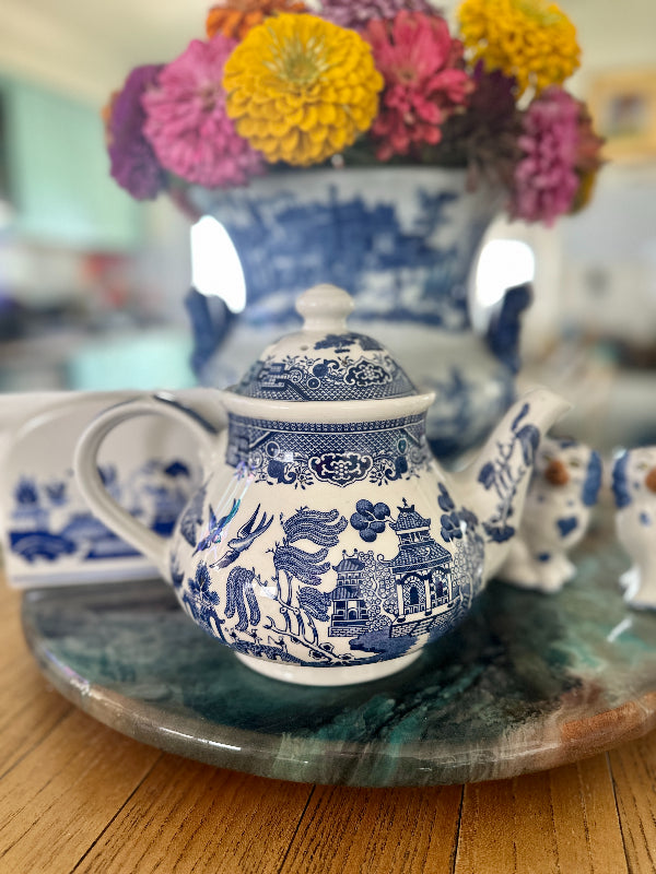 Churchill blue shop willow teapot