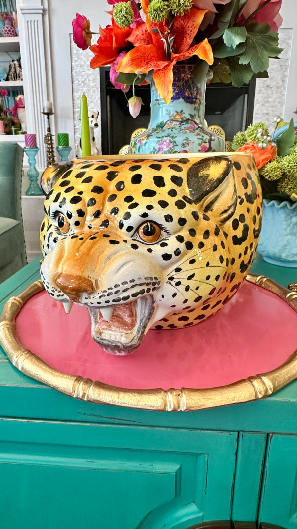 snow leopard hanging planter Vintage Leopard Planter, MCM, Italian – The House of Hanbury