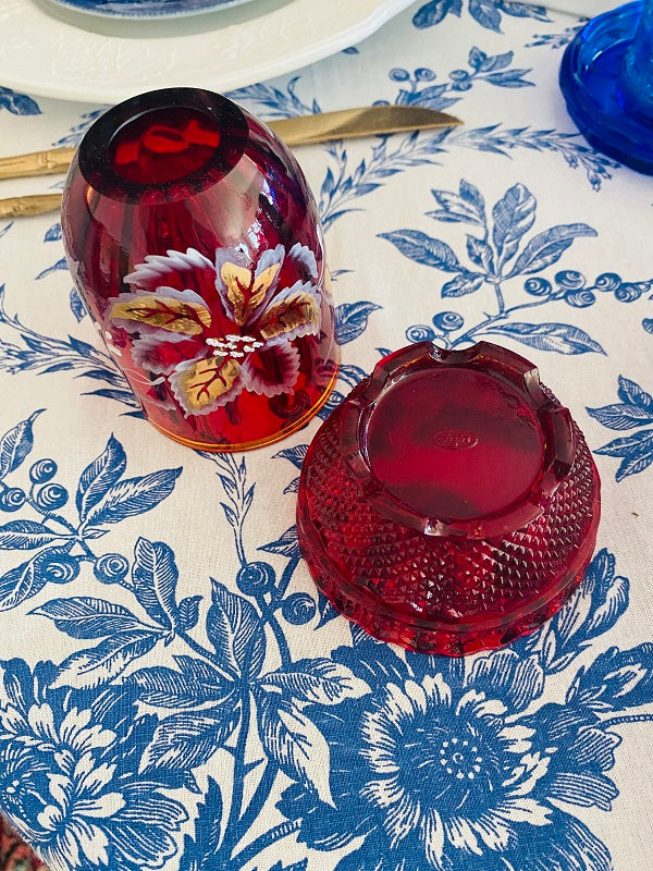 Red Fenton Glass Bowl -- Pattern?