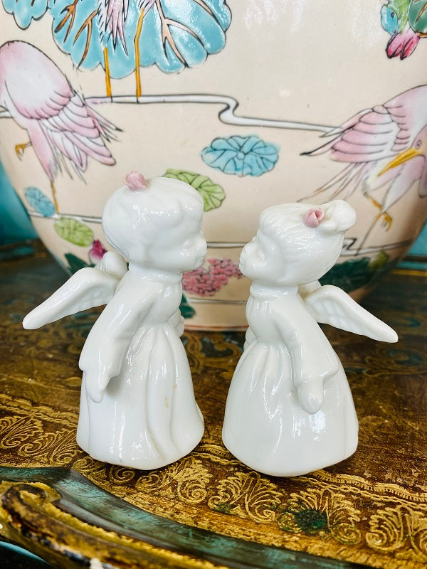 Vintage Angels, Pair Porcelain Enesco Kissing Angels