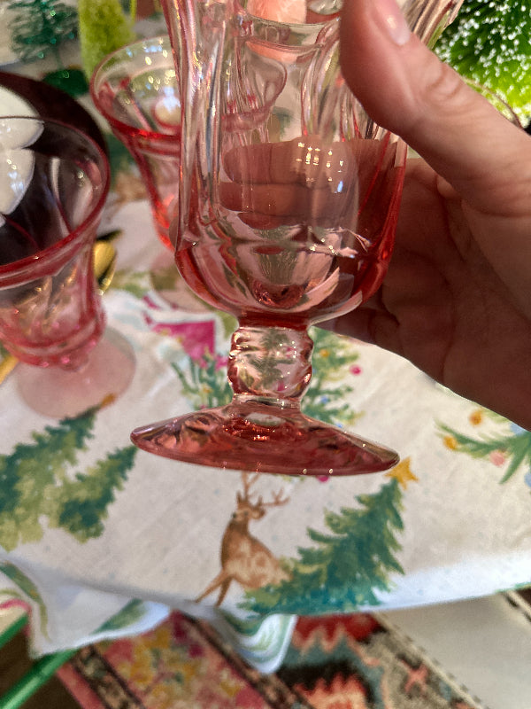  Pink Goblets, Set of 4 Pink Wine Glasses for lovers of