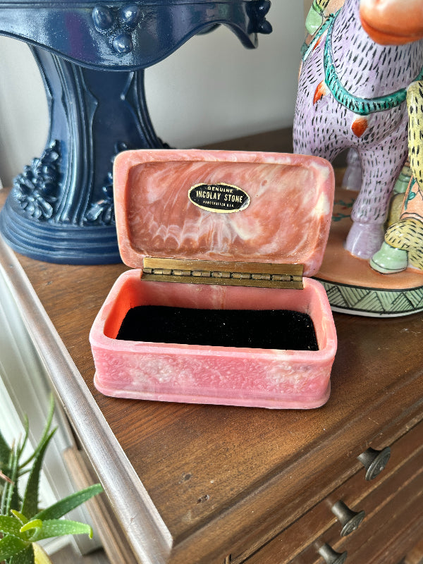 Vintage Jewelry Box, Incolay Pink Stone – The House of Hanbury
