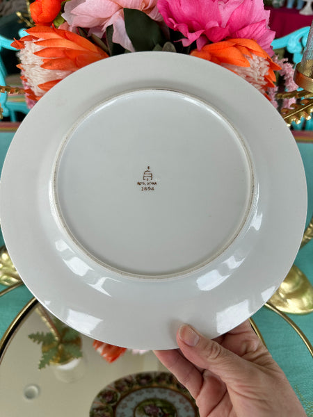 Vintage dinner plate and 2 relish trays, Royal Vienna 3 piece courting set