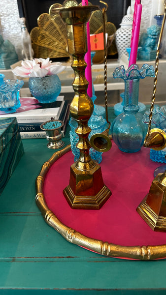 Vintage Brass Candlesticks With Snuffers, Options to buy as a pair or single