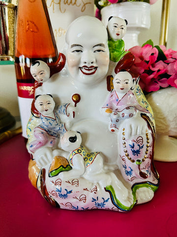 Vintage Buddha Figurine, Laughing Buddha, Fertility