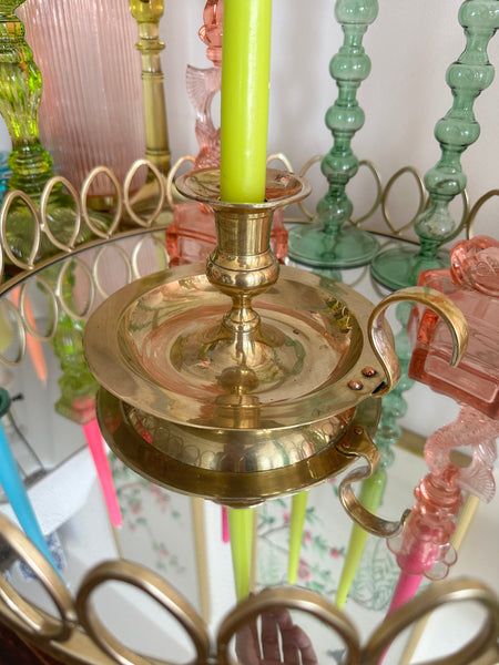 Vintage Brass Chamberstick, Candle Holder
