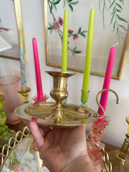 Vintage Brass Chamberstick, Candle Holder