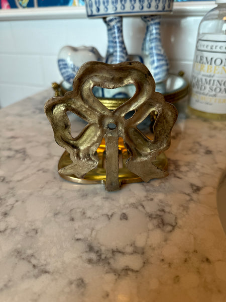 Vintage Soap Holder, Brass Bow, Hanging, Chinoiserie
