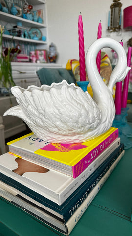Vintage Swan Planter, White Porcelain