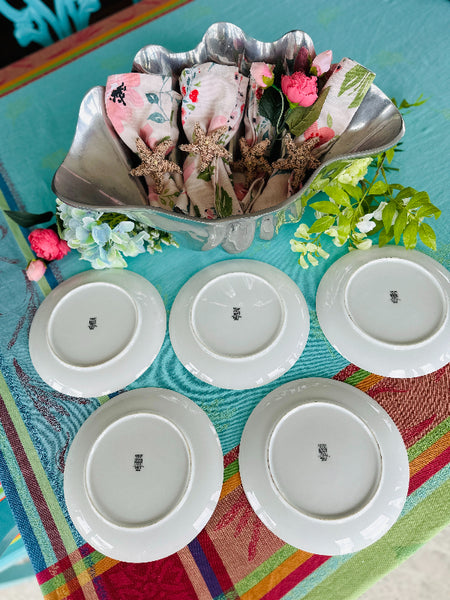 Vintage Salad Plates, Horshow Collection, Japan, Botanical Motif