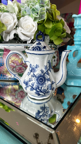 Vintage Teapot, Delft Blue And White Chinoiserie, Holland, Handpainted