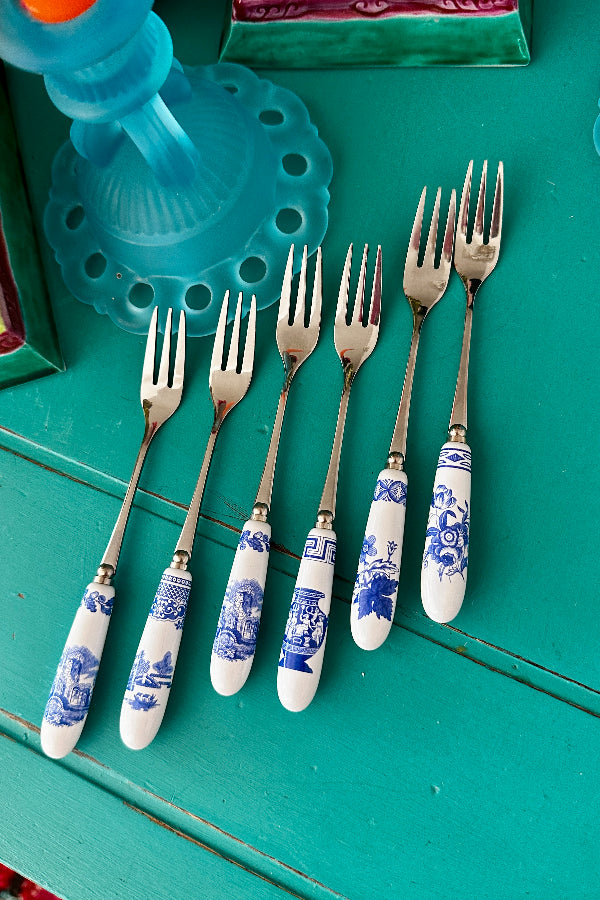 Spode set of 6 teaspoons, 6 pastry forks - Chinoiserie