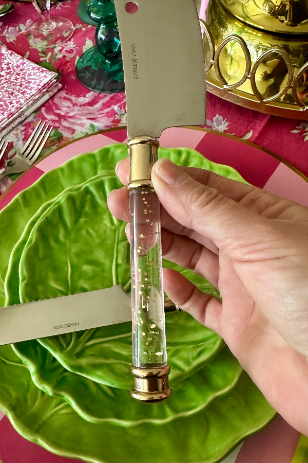 Vintage Cheese Knives, Lucite handles with gold flecks, 2 available, EACH SOLD SEPARATELY