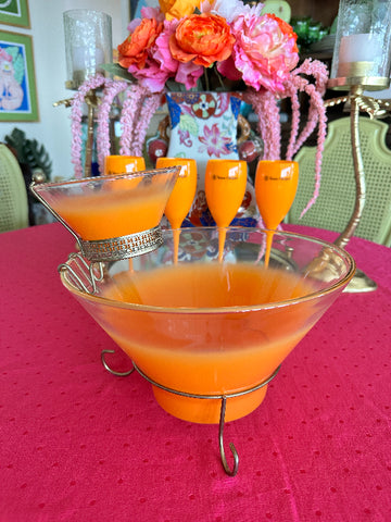 Vintage Blendo Chip and Dip Bowl Set, Orange, Mid Century Modern, MCM
