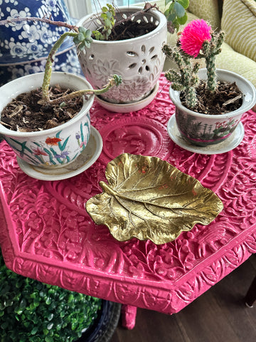 Vintage Brass Trinket Dish, Leaf