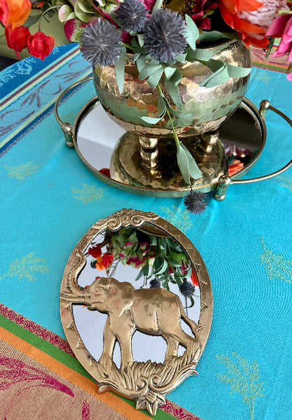 Elephant Mirror, Brass , Oval