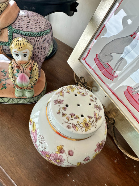 Vintage Ginger Jar, Carlesbad China, Makers Mark, Hand Painted, 3 piece