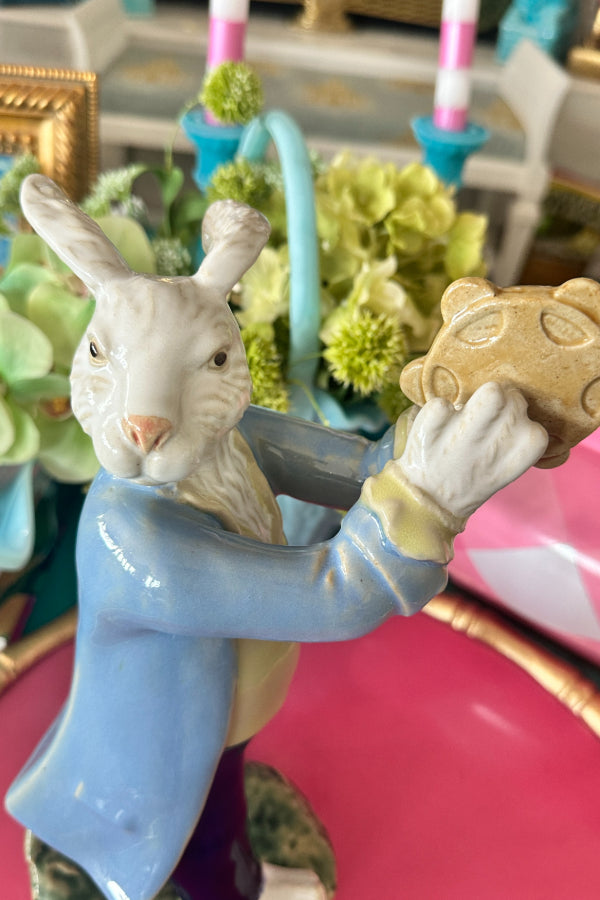 Vintage Ceramic Rabbit Musician Figurines , Victorian Dressed, 3 Available, Each Sold Separately, (2 have instrument ends broken)
