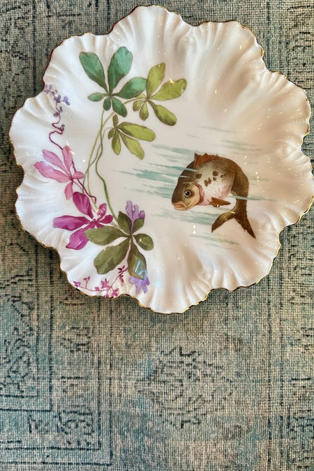 Antique Limoges Fish Plate, Hand Painted, 4 available SOLD SEPARATELY