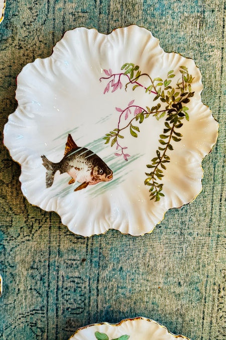 Antique Limoges Fish Plate, Hand Painted, 4 available SOLD SEPARATELY