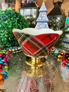 Vintage Bowl, Teleflora Plaid Holiday Pedestal Bowl – The House of