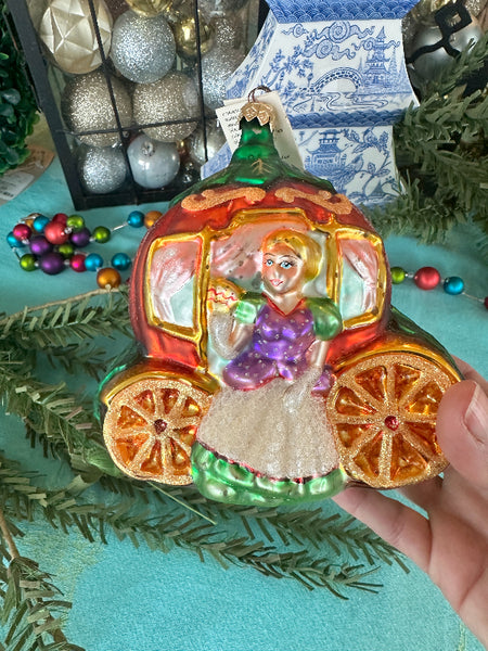Vintage Christopher Radko Ornament, Enchanted Evening, 1997, Cinderella's Pumpkin Carriage