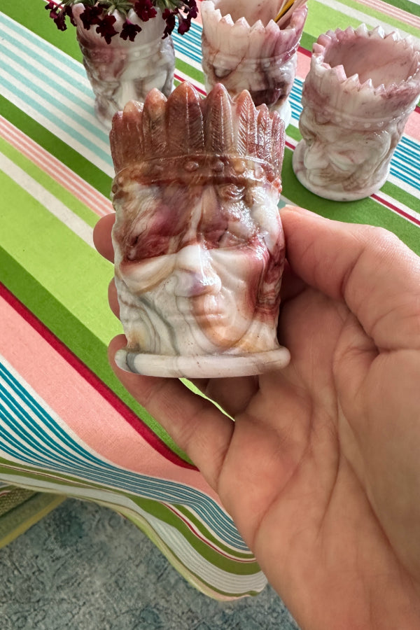 Vintage Toothpick Holder, Indian Head Slag Glass Joe St. Clair 4 available