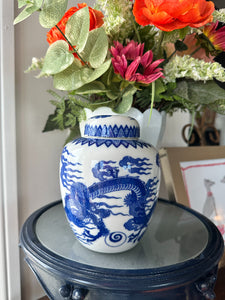 Vintage Ginger Jars, Blue and White,Chinoiserie,  Dragon Motif, Japan, EACH SOLD SEPARATELY