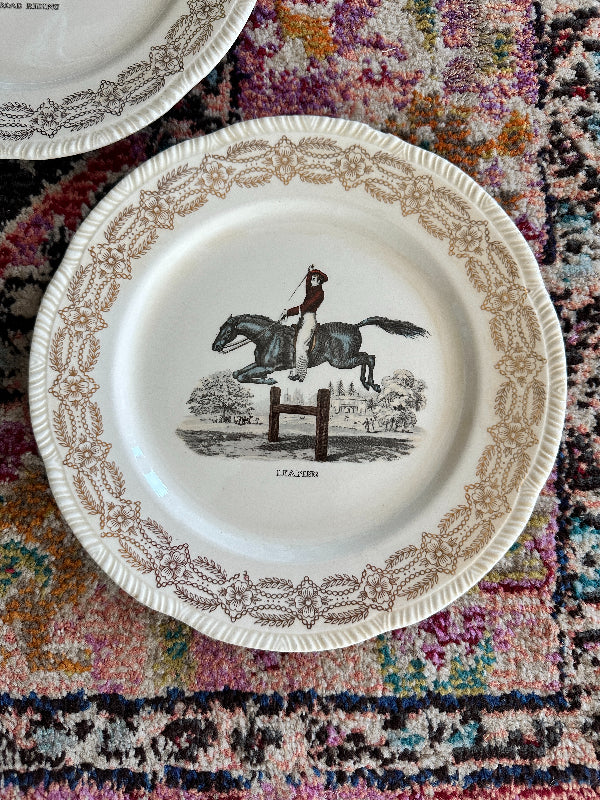 Vintage Dinner Plate, Horse Riding Motif - Leaping, Trot, Road Riding