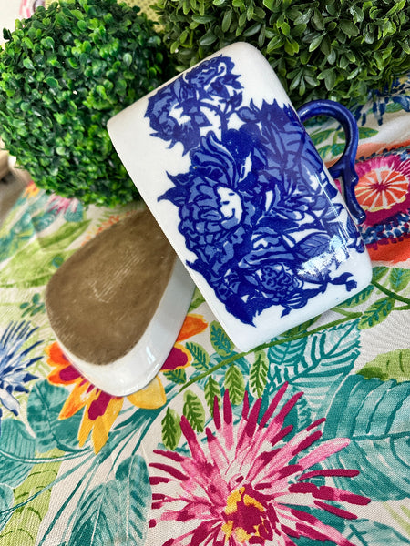 Vintage Cheese Dome, Blue and White Chinoiserie