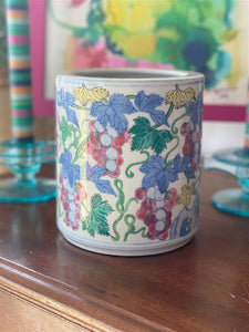 Pink, Green, Lavender Grape Leaf Utensil Holder/Cylinder Vase