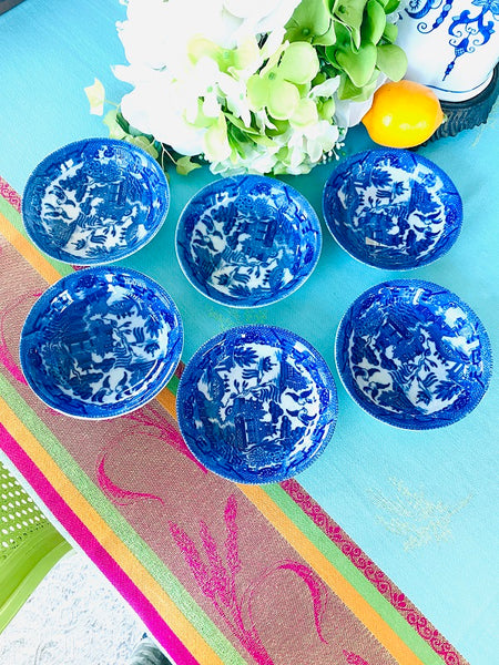 Blue Willow Berry Bowls, Made in Japan, Set of 6
