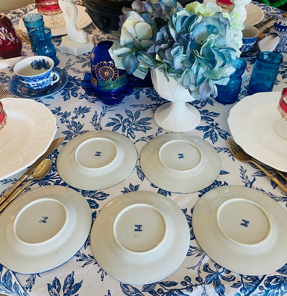 Vintage Blue Willow Dessert Plates -Chinoiserie, Japan, Set of 5