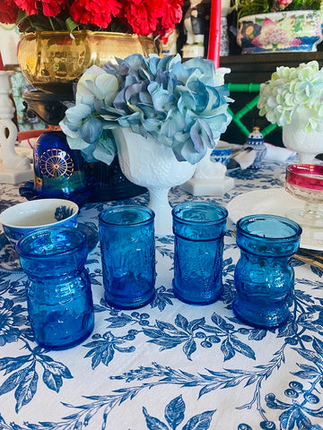 Vinage Libbey Glass ORIENTAL Tumblers Blue Glass Light Blue Dogwood Flower  Design Set of 4 Drinking Glass Floral Asian Inspired -  Denmark