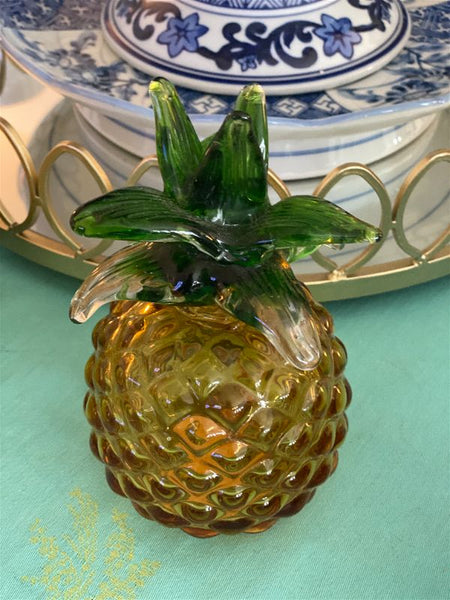 Paperweight, Figurine, Glass Pineapple