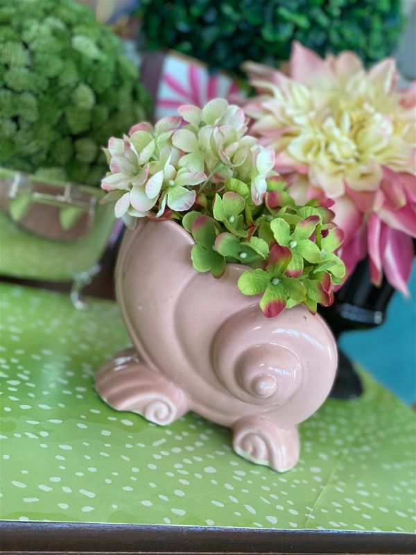 Vintage Pottery Pink Shell Planter