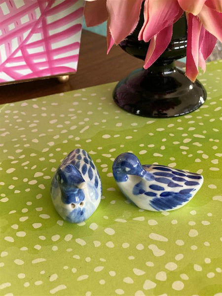 Vintage Blue and White Duck salt and pepper shakers