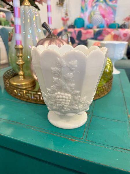 Westmoreland Milk Glass Scallop Edged Grapevine Vase