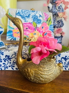 Brass Swan Planter