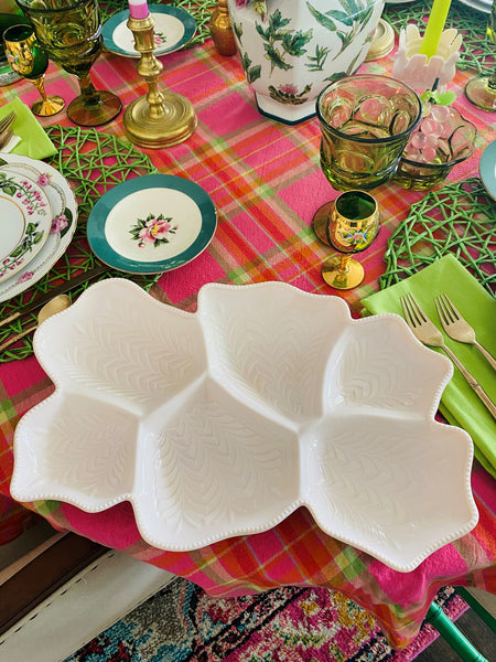 Vintage Milk Glass  Divided Serving Dish - shell or light pink,  Jeanette Milk Glass