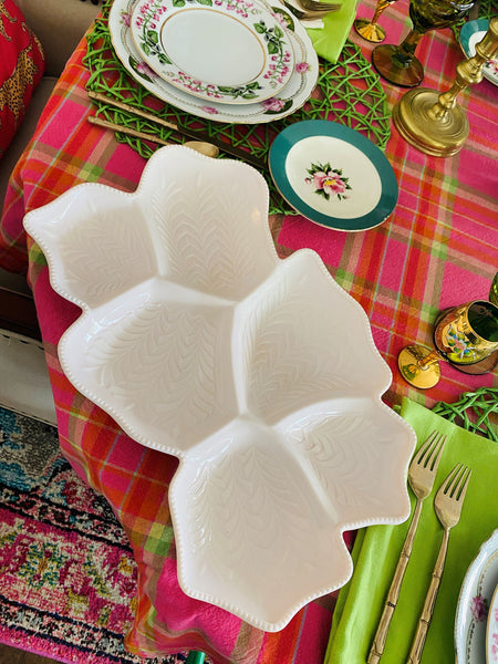 Vintage Milk Glass  Divided Serving Dish - shell or light pink,  Jeanette Milk Glass