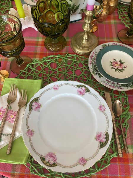 Antique Vintage Pink Plates - Set of 7 Ophelia, Austria