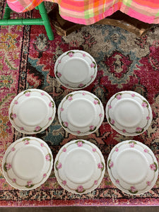 Antique Vintage Pink Plates - Set of 7 Ophelia, Austria