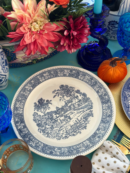 Vintage Platter - Chinoiserie, Blue and White, Homer Laughlin Shakespeare Country Blue Pattern