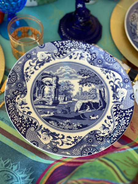 Spode Footed Cake Plate, Blue and White, Chinoiserie