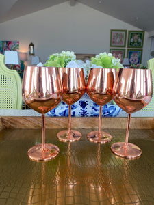 Copper stemmed wine glasses set of 4