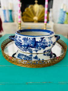 Vintage Footbath, Chinoiserie, Blue and White