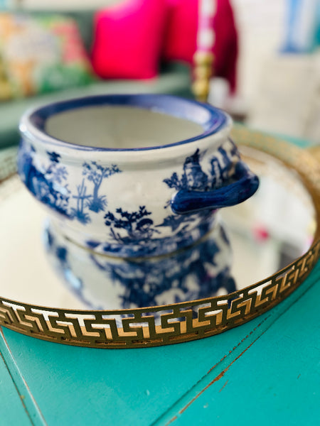 Vintage Footbath, Chinoiserie, Blue and White
